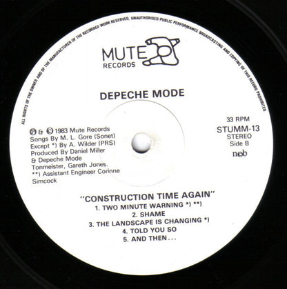 Depeche Mode : Construction Time Again (LP, Album)