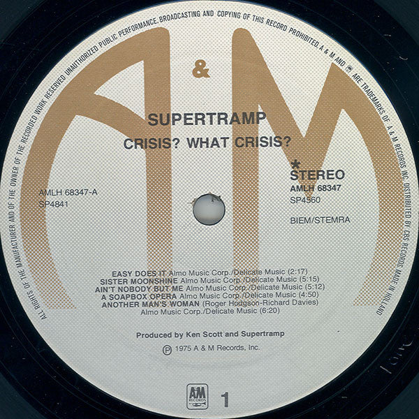 Supertramp : Crisis? What Crisis?  (LP, Album, RE)