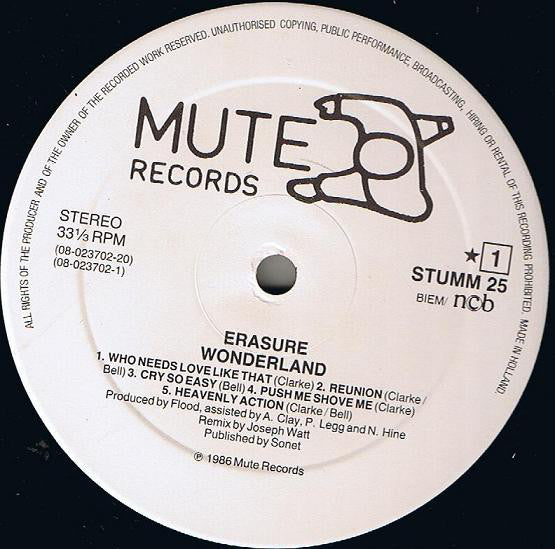 Erasure : Wonderland (LP, Album)