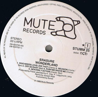 Erasure : Wonderland (LP, Album)