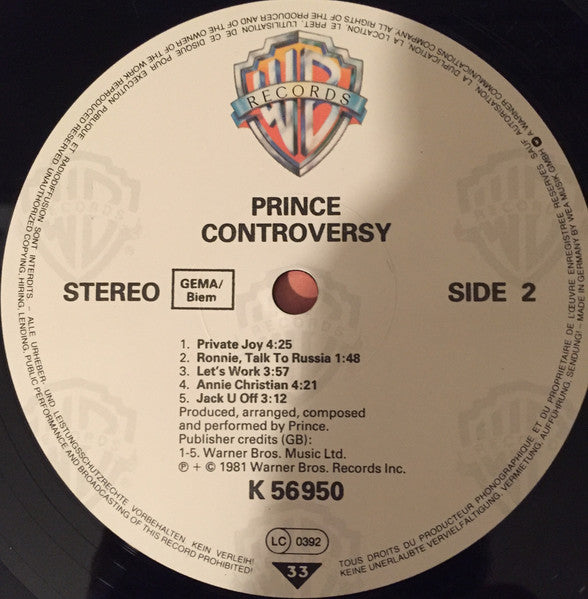 Prince : Controversy (LP, Album, RE)