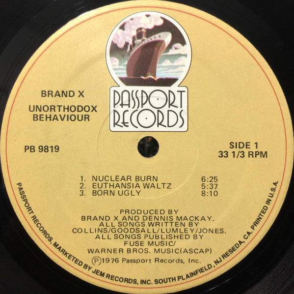 Brand X (3) : Unorthodox Behaviour (LP, Album, RE, RP, HUB)