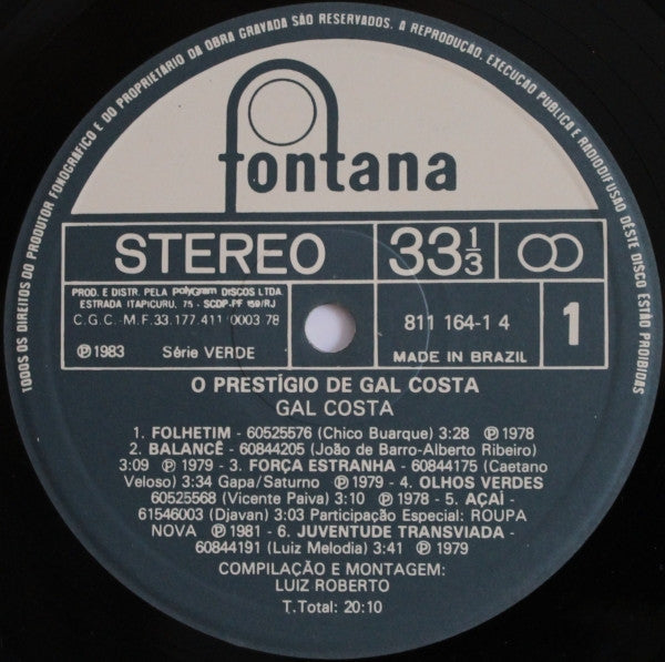 Gal Costa : O Prestígio De Gal Costa (LP, Comp)