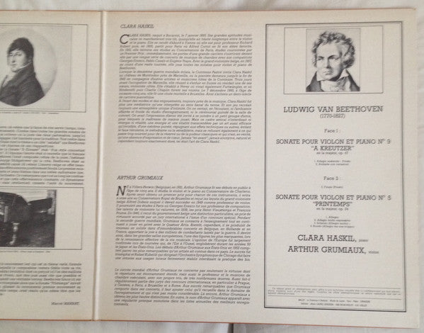 Ludwig Van Beethoven / Clara Haskil, Arthur Grumiaux : Sonates Pour Violon Et Piano N°9 "A Kreutzer" & N°5 "Printemps" (LP, Comp, RE, Gat)