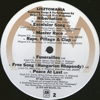 Roger Daltrey & Rick Wakeman : Lisztomania (LP, Album, Mon)