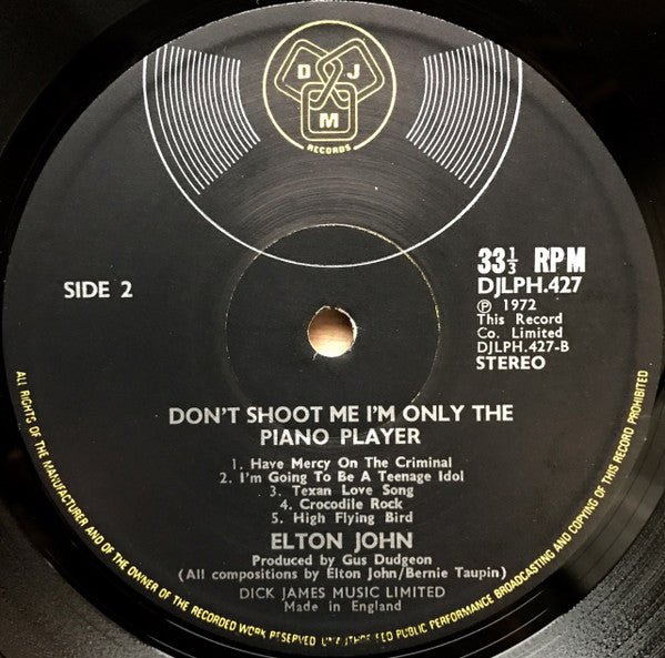 Elton John : Don't Shoot Me I'm Only The Piano Player (LP, Album)