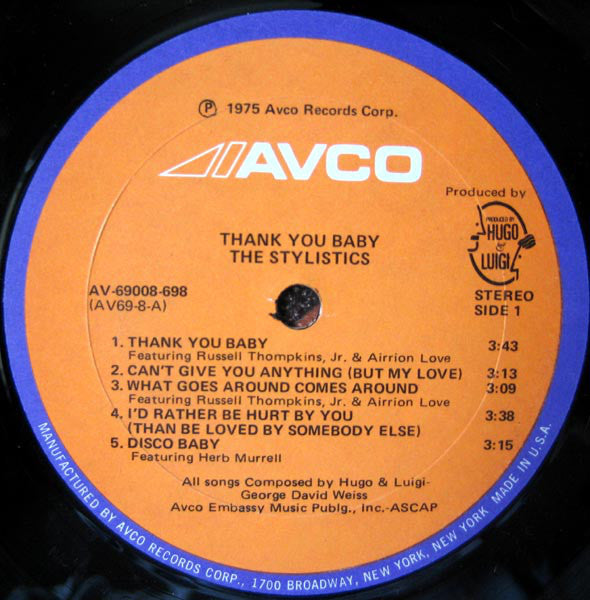 The Stylistics : Thank You Baby (LP, Album)