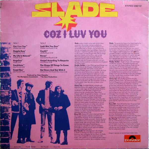 Slade : Coz I Luv You (LP, Comp)