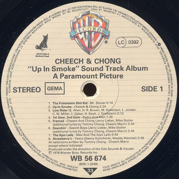 Cheech & Chong : Cheech & Chong's Up In Smoke (Sound Track Album) (LP)