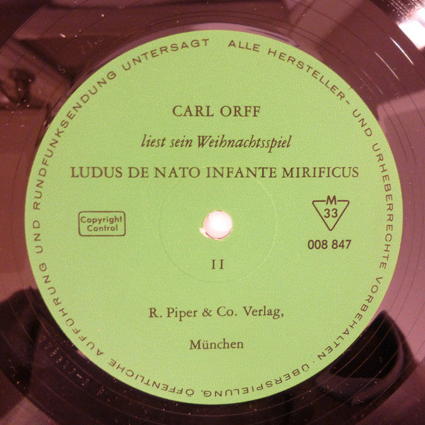 Carl Orff : Carl Orff Liest Sein Weihnachtsspiel - Ludus De Nato Infante Mirificus (LP, Mono)