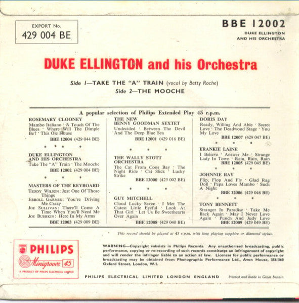 Duke Ellington And His Orchestra : Take The "A" Train / The Mooche (7", EP)