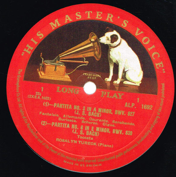 Rosalyn Tureck, Johann Sebastian Bach : Partitas Nos. 3 & 6 (LP, Album, Mono)