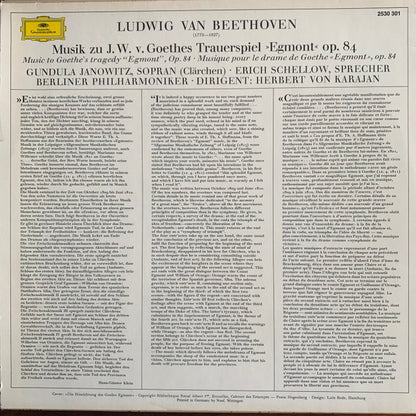 Ludwig van Beethoven - Gundula Janowitz · Berliner Philharmoniker · Herbert von Karajan : Musik Zu · Music To »Egmont« (LP, Album, Nee)