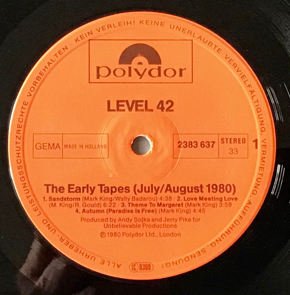 Level 42 : The Early Tapes · July/Aug 1980 (LP, Album)