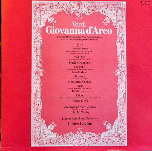 Giuseppe Verdi, Montserrat Caballé, Placido Domingo, Sherrill Milnes, James Levine (2), The Ambrosian Opera Chorus, London Symphony Orchestra : Giovanna D'Arco (3xLP, Album, Box)