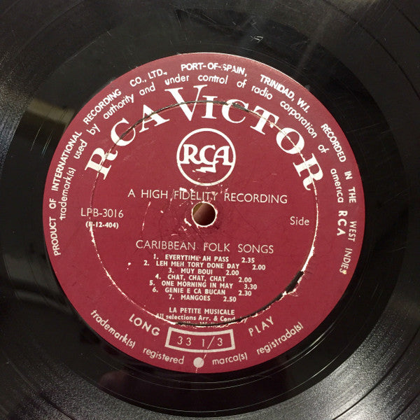 Olive Walke's La Petite Musicale : Caribbean Folk Songs (LP)