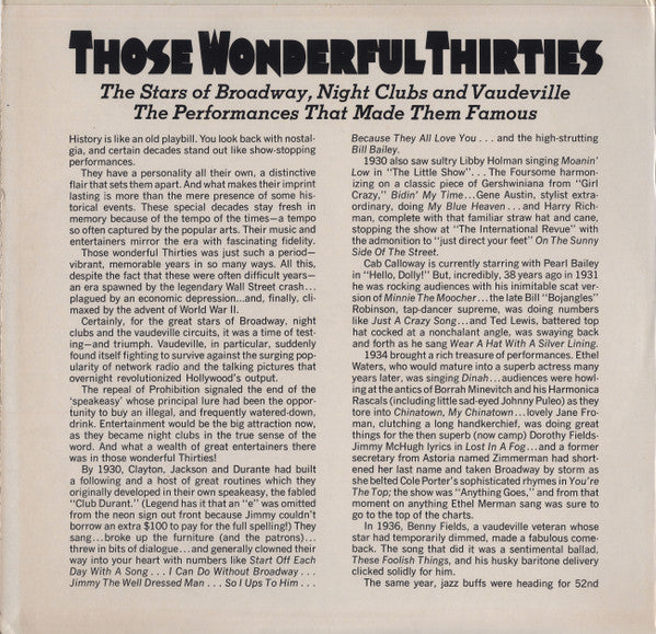 Various : Those Wonderful Thirties (2xLP, Comp)