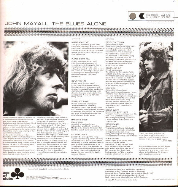 John Mayall : The Blues Alone (LP, Album)