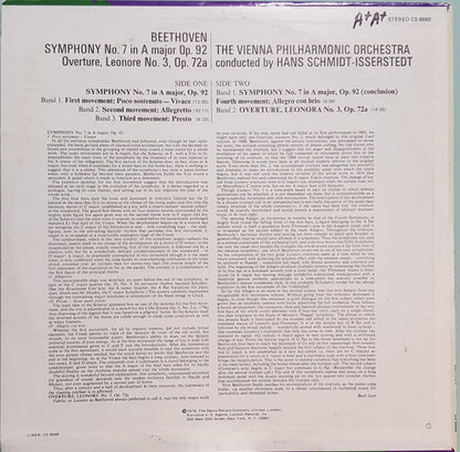 Ludwig van Beethoven, Hans Schmidt-Isserstedt, Wiener Philharmoniker : Symphony No. 7 / Leonore Overture No. 3 (LP)