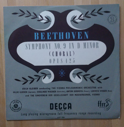 Ludwig van Beethoven - Hilde Güden, Sieglinde Wagner, Anton Dermota, Ludwig Weber, Wiener Singverein, Wiener Philharmoniker, Erich Kleiber : Symphony Nº 9 (LP, Mono)