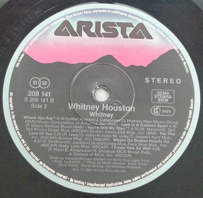 Whitney Houston : Whitney (LP, Album)