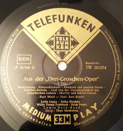 Lotte Lenya : 3groschen Oper (Querschnitt) (10")