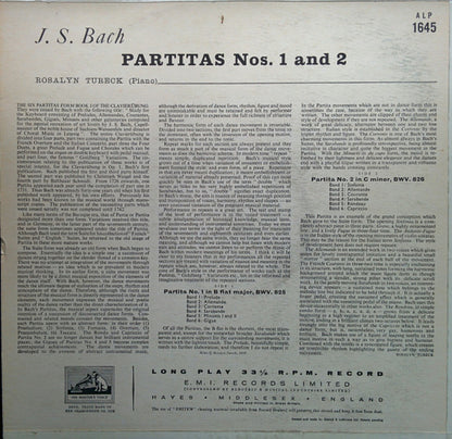 Rosalyn Tureck, Johann Sebastian Bach : Partitas Nos. 1 And 2 (LP, Album, Mono)