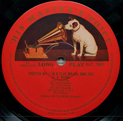 Rosalyn Tureck, Johann Sebastian Bach : Partitas Nos. 1 And 2 (LP, Album, Mono)