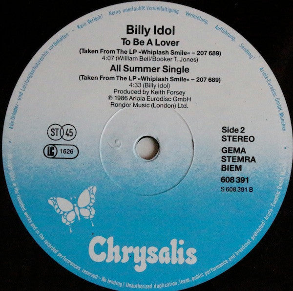 Billy Idol : To Be A Lover (12", Maxi)