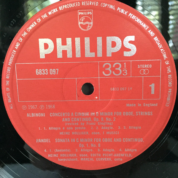 Heinz Holliger - Tomaso Albinoni / Carl Philipp Emanuel Bach / Georg Friedrich Händel / Josef Fiala (2) : The Incomparable Heinz Holliger (LP, Comp)