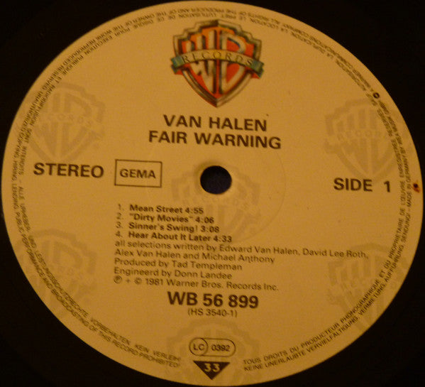 Van Halen : Fair Warning (LP, Album)