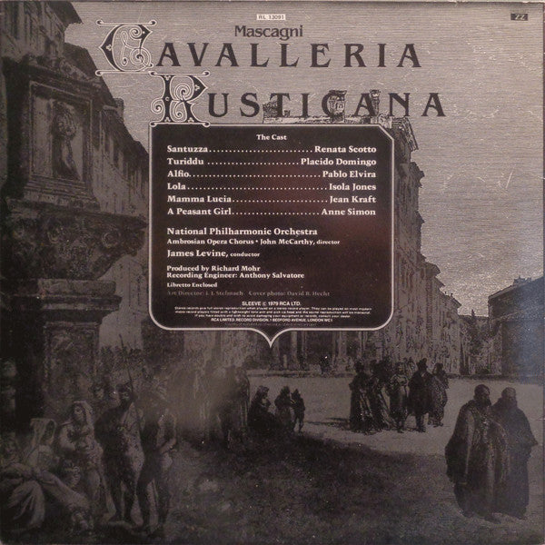 Pietro Mascagni - Renata Scotto, Placido Domingo, Pablo Elvira, National Philharmonic Orchestra, James Levine (2) : Cavalleria Rusticana (LP)