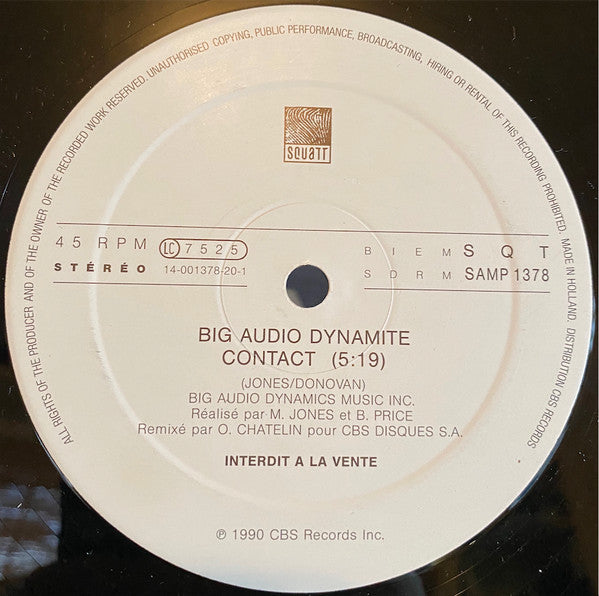 Big Audio Dynamite : Contact (12", Single, Promo)