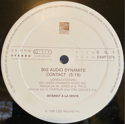 Big Audio Dynamite : Contact (12", Single, Promo)