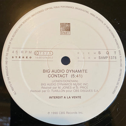 Big Audio Dynamite : Contact (12", Single, Promo)