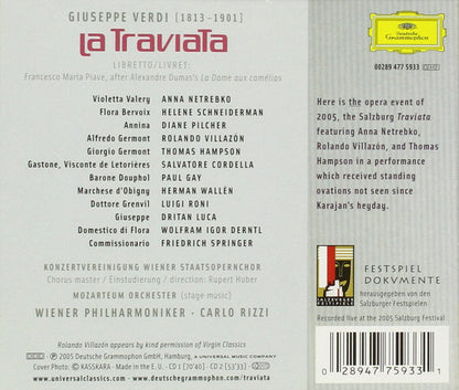 Giuseppe Verdi - Anna Netrebko, Rolando Villazón, Thomas Hampson, Wiener Philharmoniker, Carlo Rizzi : La Traviata (2xCD, Album)
