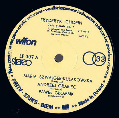 Frédéric Chopin, Trio WOSPRiTv : Trio g-moll Op.8 (LP, Album)