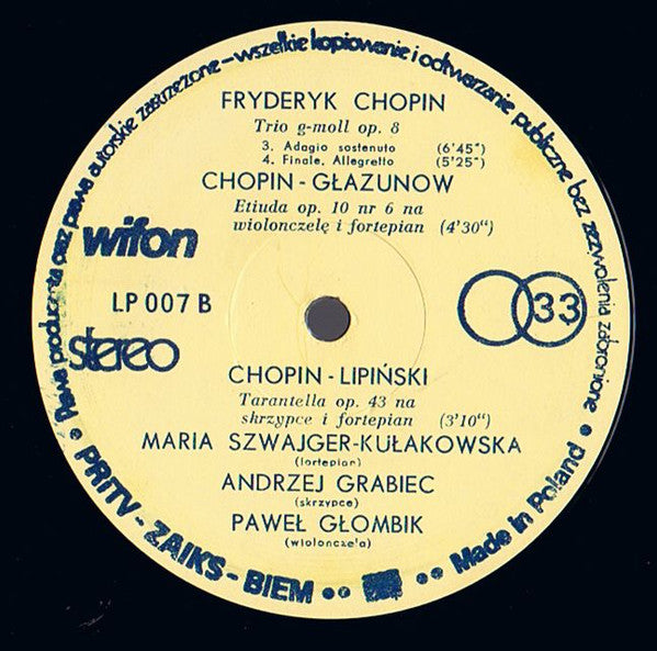 Frédéric Chopin, Trio WOSPRiTv : Trio g-moll Op.8 (LP, Album)