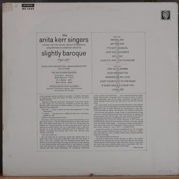 The Anita Kerr Singers : Slightly Baroque (LP)