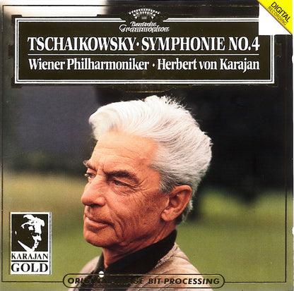 Pyotr Ilyich Tchaikovsky, Wiener Philharmoniker, Herbert von Karajan : Symphonie No. 4 (CD, Album, RE, RM, Gol)