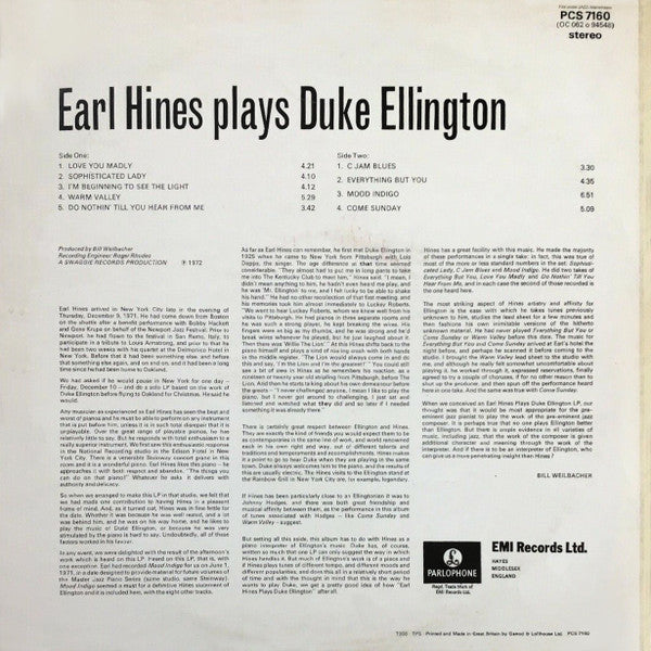 Earl Hines : Earl Hines Plays Duke Ellington (LP, Album)