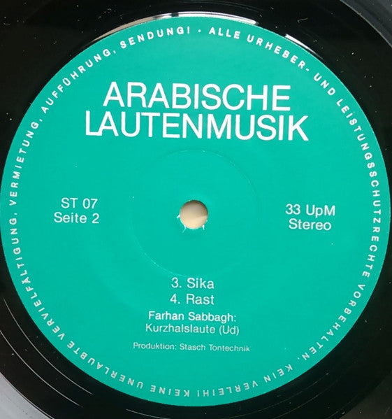 Farhan Sabbagh : Arabische Lautenmusik - Farhan Sabbagh Spielt Taqsim Für 'Ud (LP)