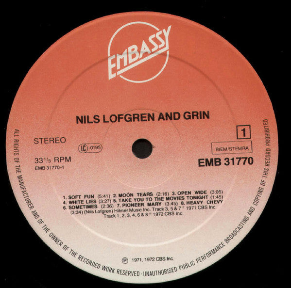 Grin : Nils Lofgren And Grin (LP, Album, Comp)