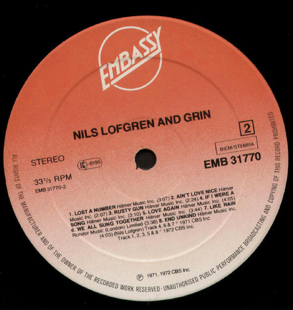 Grin : Nils Lofgren And Grin (LP, Album, Comp)