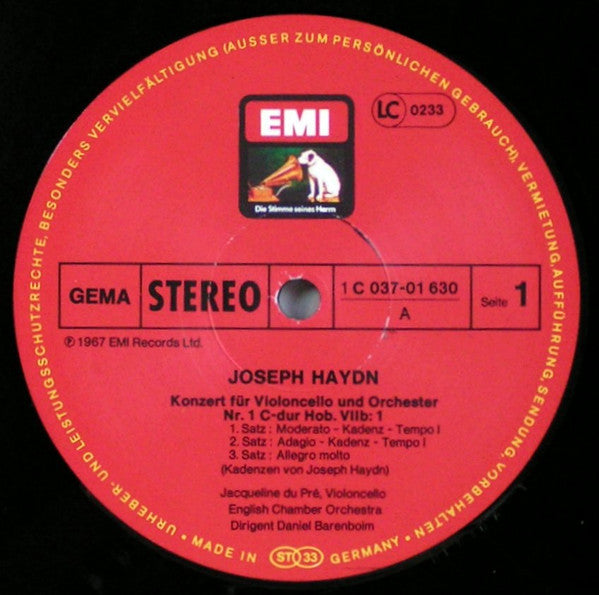 Joseph Haydn - Jacqueline Du Pré - English Chamber Orchestra - London Symphony Orchestra - Daniel Barenboim - Sir John Barbirolli : Cellokonzerte (LP, Comp, RE)