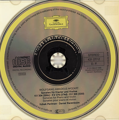 Wolfgang Amadeus Mozart, Itzhak Perlman, Daniel Barenboim : Violinsonaten KV 304 ･ KV 306 ･ KV 376 (CD, Comp, RE)