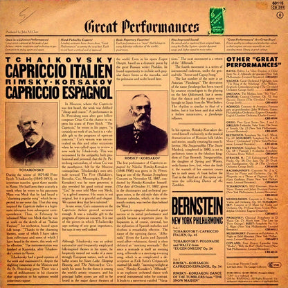 Pyotr Ilyich Tchaikovsky, Nikolai Rimsky-Korsakov, Leonard Bernstein, New York Philharmonic : Capriccio Italien  / Capriccio Espagnol (LP, Comp, RE, RM)