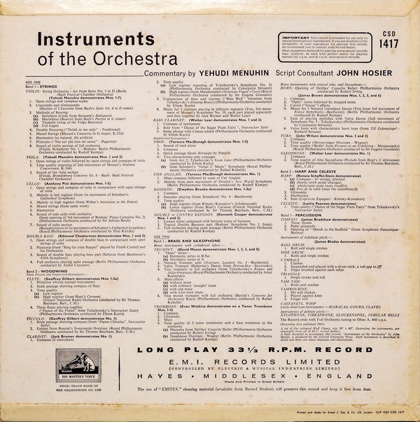 Yehudi Menuhin : Instruments Of The Orchestra (LP)