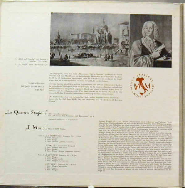Antonio Vivaldi - I Musici, Félix Ayo : Le Quattro Stagioni (LP, Mono, Min)