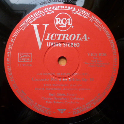 Johannes Brahms - Emil Gilels, Chicago Symphony Orchestra, Fritz Reiner : Piano Concerto  No 2 In B Flat Major (LP, Album)